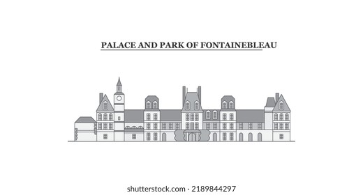 France, Fontainebleau city skyline isolated vector illustration, icons