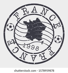 France Football 1998 Stamp Postal. Soccer Silhouette Seal. Ball Round Design. Vector Icon. Design Retro.