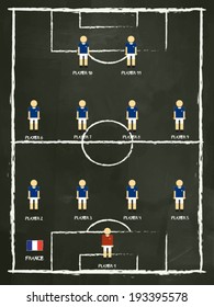 France Football Club line-up on Pitch, vector design.