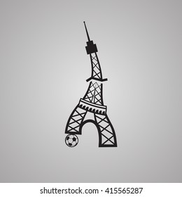 France Football Euro 2016 logo. Eiffel Tower plays soccer.
