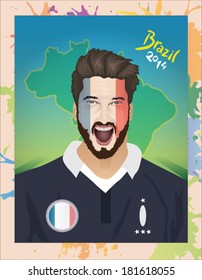 France football fan shouting vector