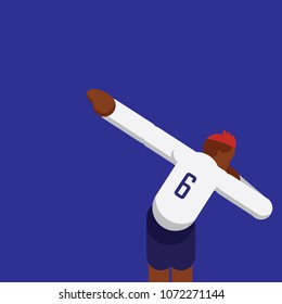 France footballer dab dancing celebrate vector illustration on dark blue background