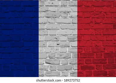 France, French flag on brick textured background