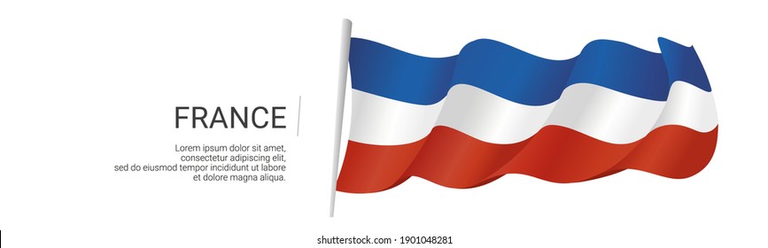 France French wavy flag on white isolated background vector