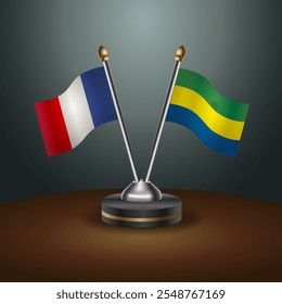 France and Gabon table flags relation  with gradient backgrund. Vector Illustration
