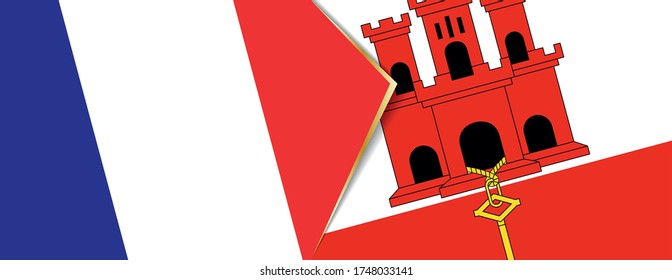 Banderas de Francia y Gibraltar, dos banderas vectoriales símbolo de relación o enfrentamiento.