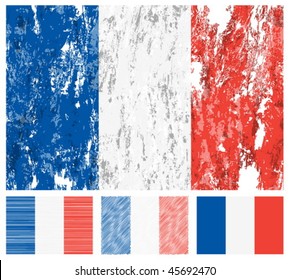 France grunge flag set on a white background. Vector illustration.