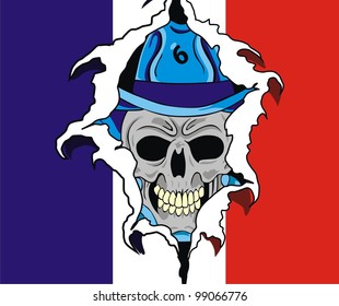 France grunge flag and skull