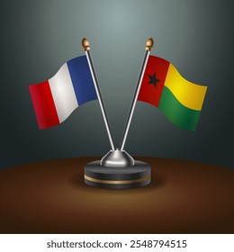 La tabla de Francia y Guinea Bissau marca la relación con el fondo de gradiente. Ilustración vectorial