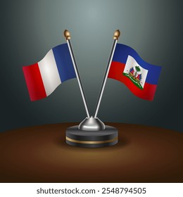 Tabela da França e do Haiti sinaliza relação com fundo de gradiente. Ilustração de vetor