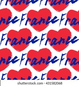 France, hand lettering vector. Modern calligraphy pen and ink. Pattern.