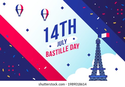 France Happy Bastille Day Vector Illustration 14 July