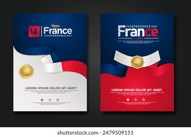 Francia feliz Día de la Independencia diseño de fondo de la cubierta para Elementos diseño de material de un cartel, folleto, folleto, flayer, libros de cubierta y otros usuarios