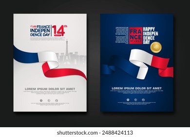 Francia feliz Día de la Independencia diseño de fondo de la cubierta para Elementos diseño de material de un cartel, folleto, folleto, flayer, libros de cubierta y otros usuarios