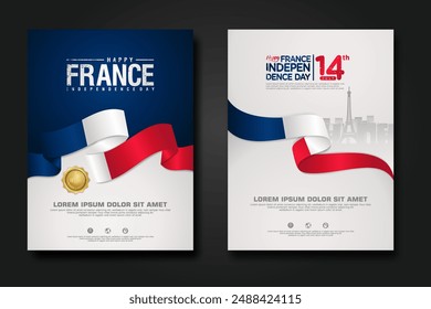 France happy Independence Day cover background design for elements material design a poster, leaflet, brochure, flayer and others users