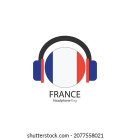 Vector de la bandera de los auriculares en Francia sobre fondo blanco. 