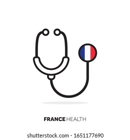 France healthcare concept. Medical stethoscope with country flag