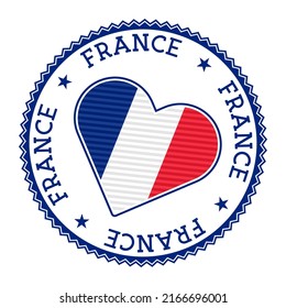 France heart badge. Vector logo of France authentic Vector illustration.