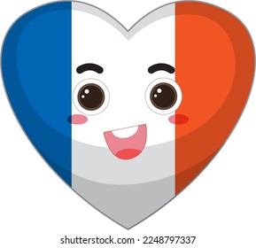 France heart flag icon illustration