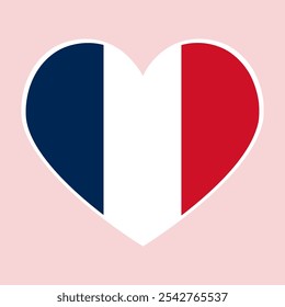 Bandera del corazón de Francia. Símbolo de amor. Ilustración vectorial	