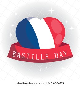 france heart with ribbon design, Happy bastille day and french theme Vector illustration