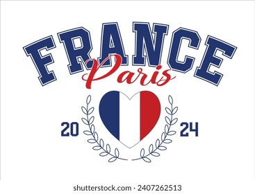 FRANCE heart vector hand drawn design 