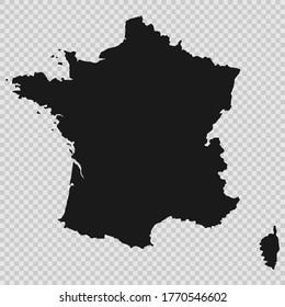 France- high detailed vector map on transparent background