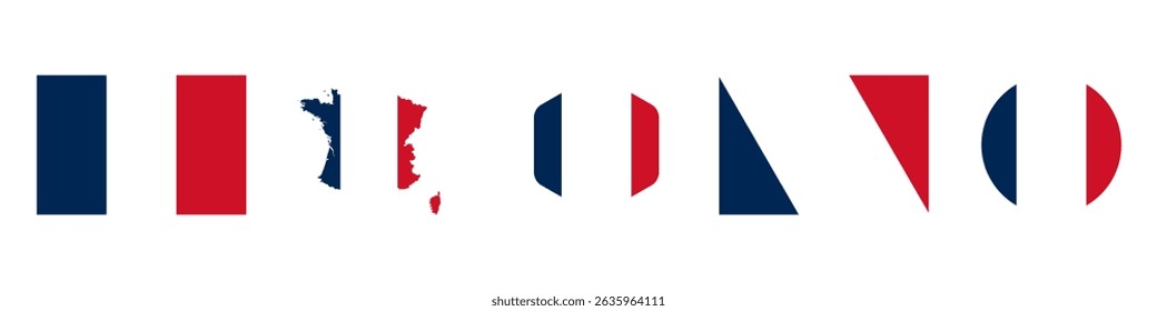 France holidays flag stickers icon set