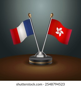 A tabela França e Hong Kong sinaliza a relação com o plano de fundo de gradiente. Ilustração de vetor