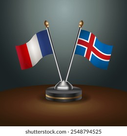 A tabela França e Islândia sinaliza a relação com o plano de fundo do gradiente. Ilustração de vetor