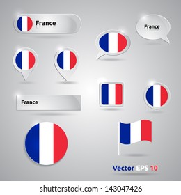 France icon set of flags | green white blue template | France