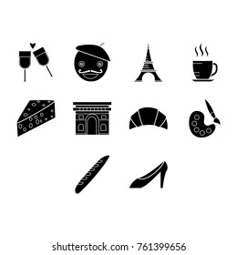 France icon set flat black