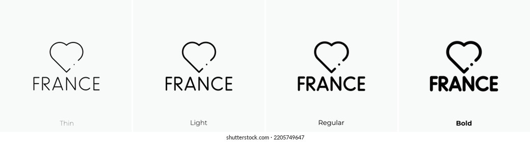 france icon. Thin, Light Regular And Bold style design isolated on white background