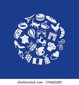 france icons in circle