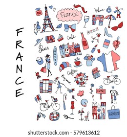 France, icons collection. Sketch for your design