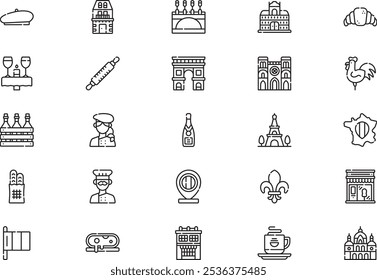 France icons collection is a vector illustration with editable stroke.