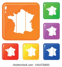 France icons set collection vector 6 color isolated on white background