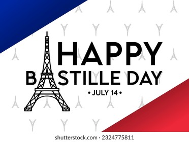 Plantilla de concepto de celebración del Día de la Independencia de Francia. Plantilla de vector feliz Día de la Bastilla. Plantilla de banner del día nacional de Francia.