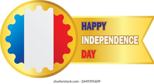 France Independence Day. Golden Badge With French Flag Celebrating Independence Day. symbolizing national pride, patriotism, and festive spirit.