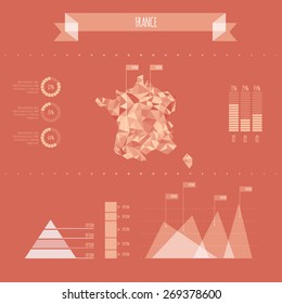 France Infographic Report Template - Vector Illustration