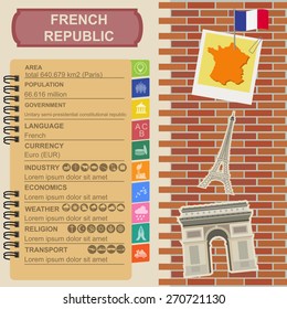 France infographics, statistical data, sights. Vector illustration