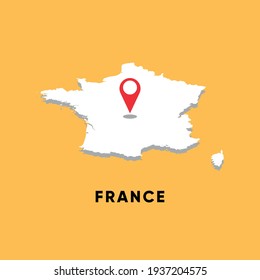 Francia Mapa isométrico con diseño de ilustración vectorial de icono de ubicación