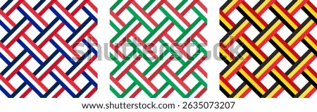 france, italy and belgium flags pattern intertwined. geometric background for decoration. vector illustration