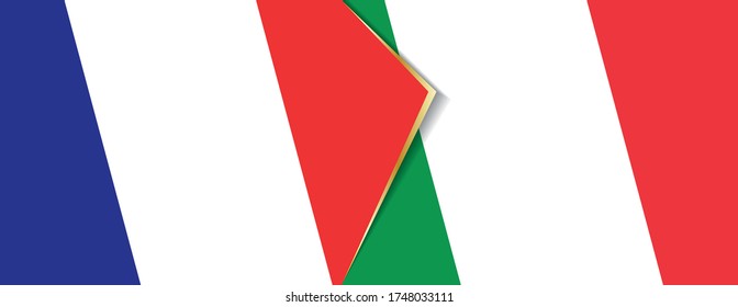 France and Italy flags, two vector flags symbol of relationship or confrontation.