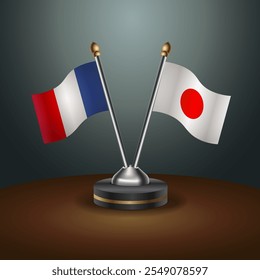 A tabela da França e do Japão sinaliza a relação com o plano de fundo do gradiente. Ilustração de vetor