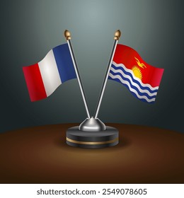 France and Kiribati table flags relation  with gradient backgrund. Vector Illustration