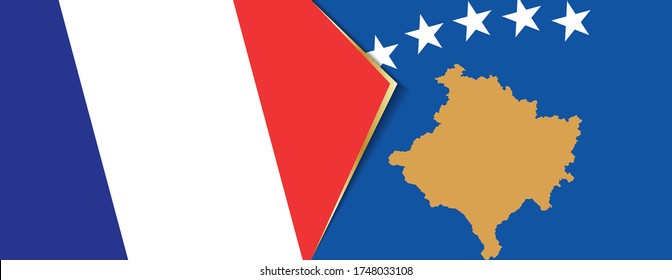 Frankreich und Kosovo-Flaggen, zwei Vektorflaggen Symbol für Beziehung oder Konfrontation.