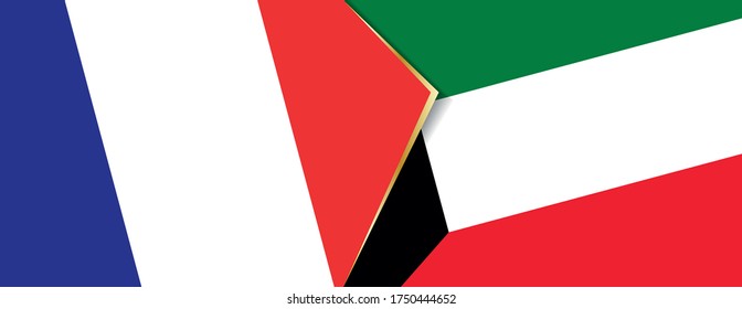 France and Kuwait flags, two vector flags symbol of relationship or confrontation.