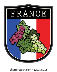 france label flag with grapes, vector illustration
