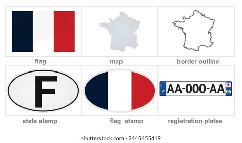 France labels set. vector illustration